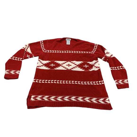 White Stag Ladies Medium Red Classic Ugly Christmas Sweater W Geometric Patterns - Picture 2 of 10